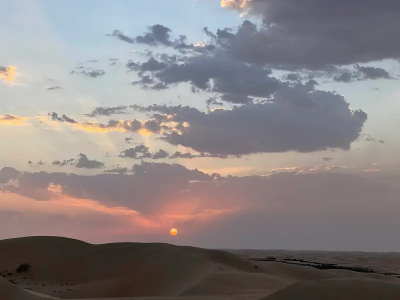 Sunset over the dunes near Liwa, Abu Dhabi